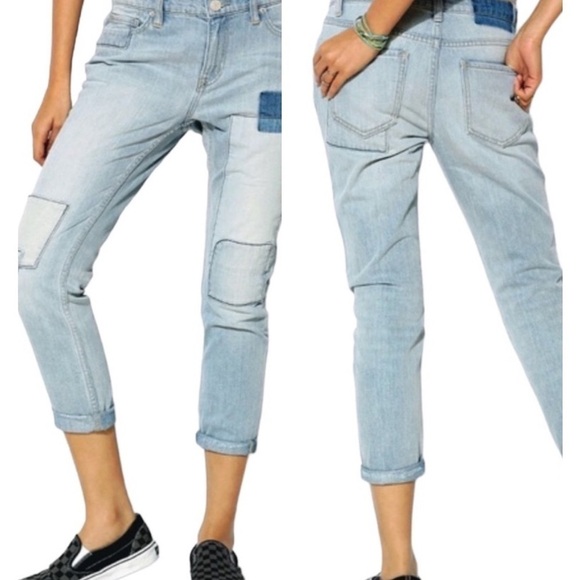 BDG Slim Boyfriend Patchwork Denim Ankle Length Jeans Sz 26 - Picture 1 of 12